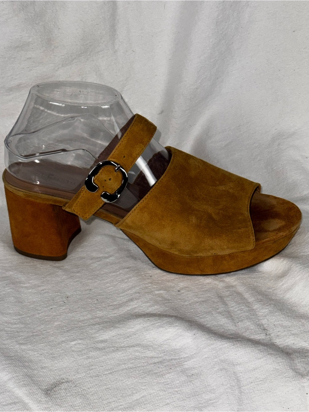 Aerosoles Womens 9.5 Brown Suede Platform Sandals Block Heel Buckle Boho
